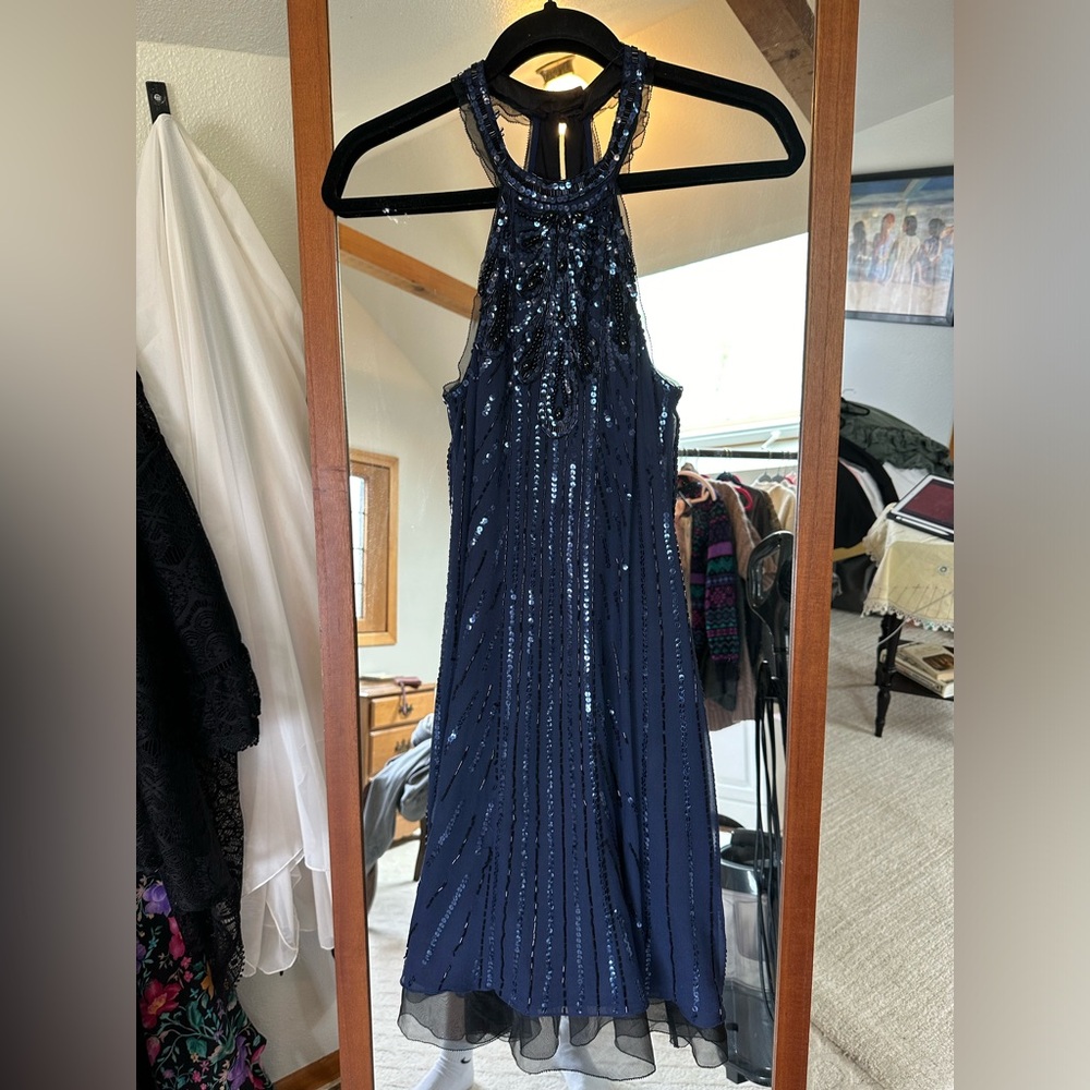 Silk, sparkly vintage cocktail dress